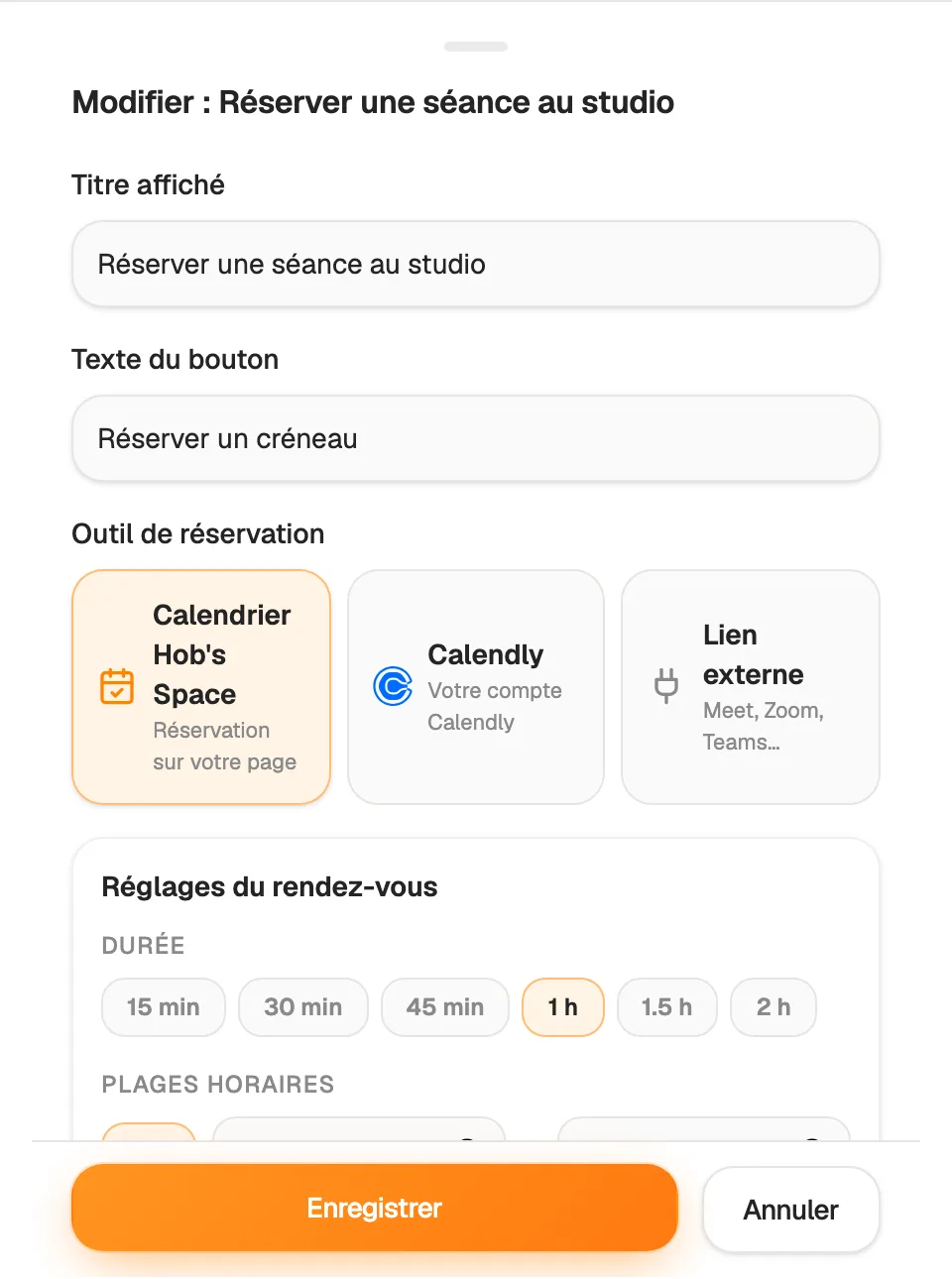 A “Book an appointment” button on your page