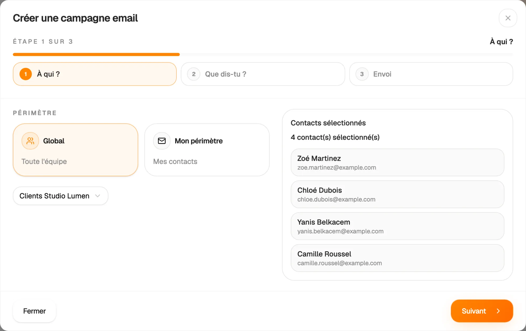 Your CRM contacts, sorted by group or by origin