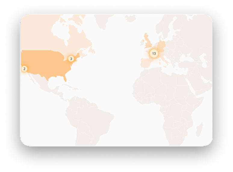 World map of analytics traffic