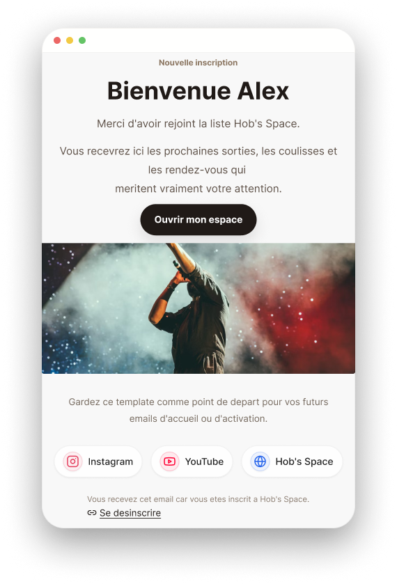 Welcome email template preview