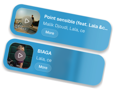 Floating music cards: tracks and albums