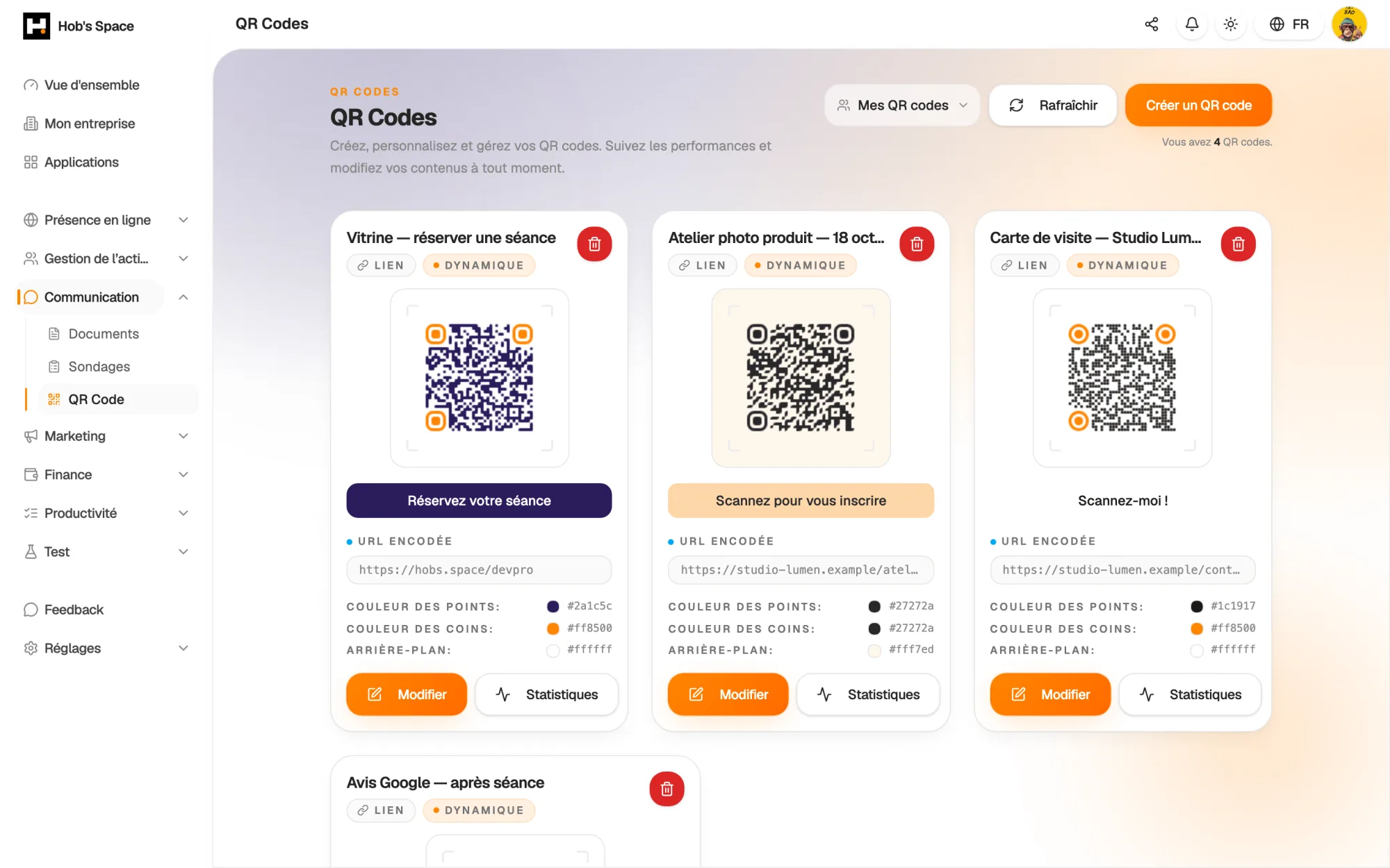 Your QR codes, ready to download or analyse