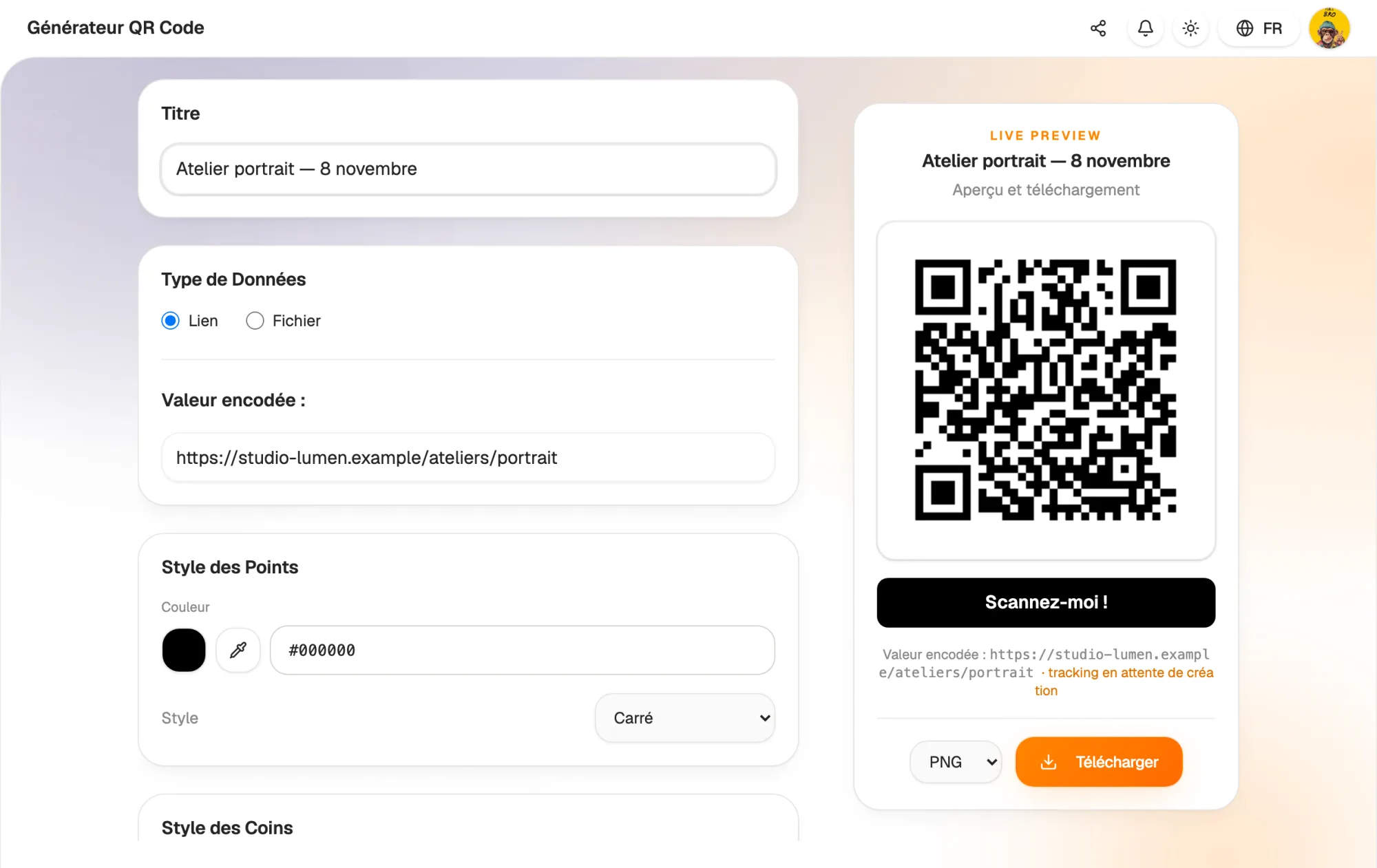 A link or a file, a QR code in a minute