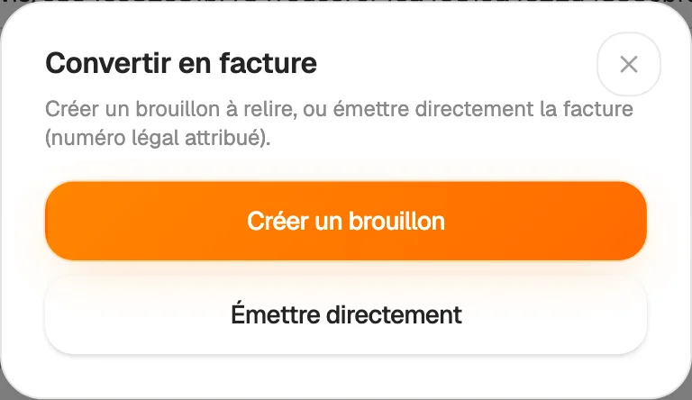 An accepted quote becomes an invoice in one click