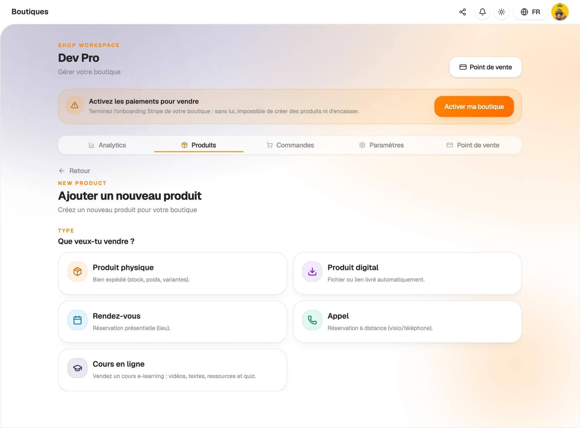 A form tailored to each type of product
