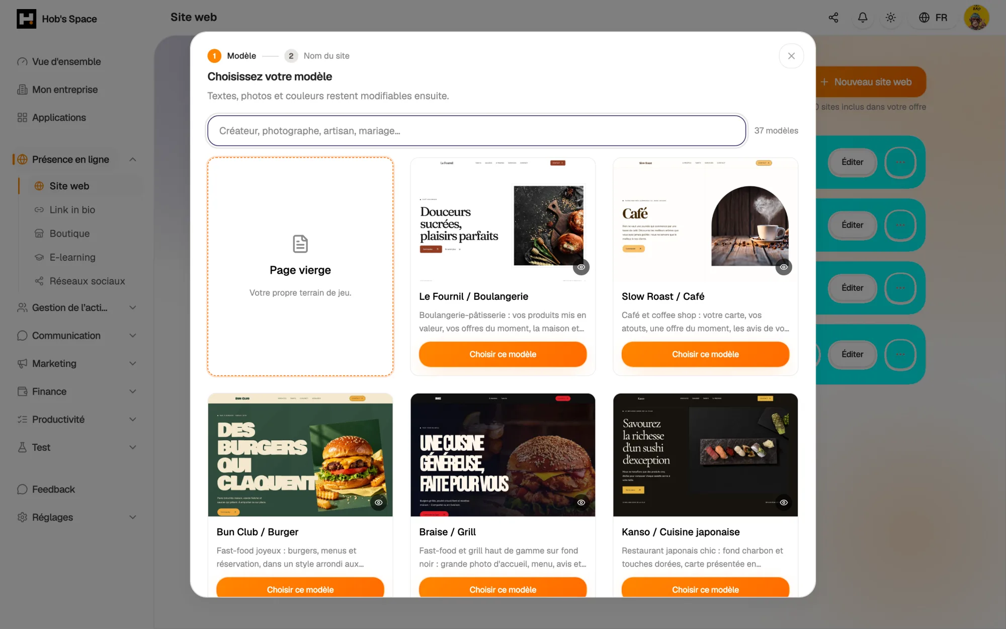 Pick a template, edit every section live, publish on your own subdomain.
